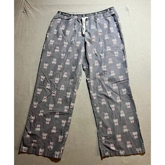 Psychi Bunny Pajama Pants‎ Adult Large Gray Drawstring Mens. - Picture 1 of 9